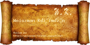 Weiszman Kálmán névjegykártya